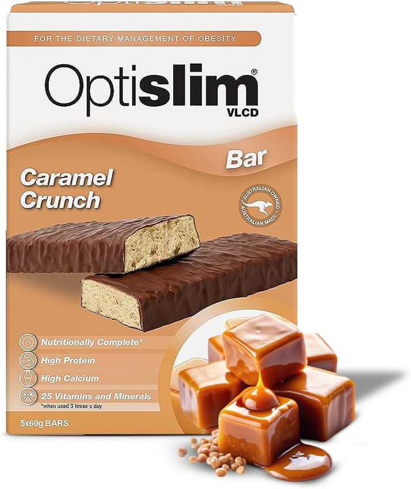 Optislim VLCD Meal Replacement Bar, High Pure Protein Bar, Low Carb Healthy Diet Snack, Low Sugar Snacks with 25 Vitamins & Minerals, Caramel Flavor, 5 X 60G image number 4