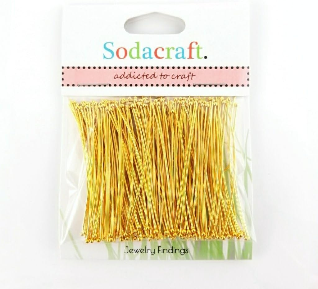 (50Mm X 22G, Gold) - 200Pc Gold Solid Brass Head Ball Pins for Jewellery Making- Nickel Free Hypoallergenic- 50Mm (2 Inch), 22 Gauge image number 1