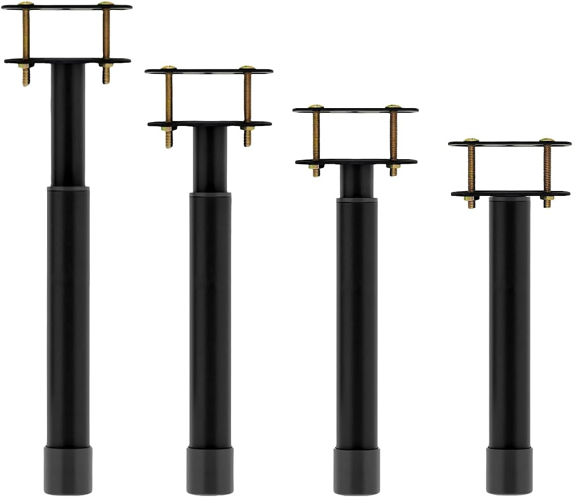 Avoik Adjustable Bed Legs Black, Retractable 18-33CM Metal Feet Furniture Support Legs, Replace for Bed, DIY Furniture, Kitchen Cupboard Sofa Beds, 4Pcs