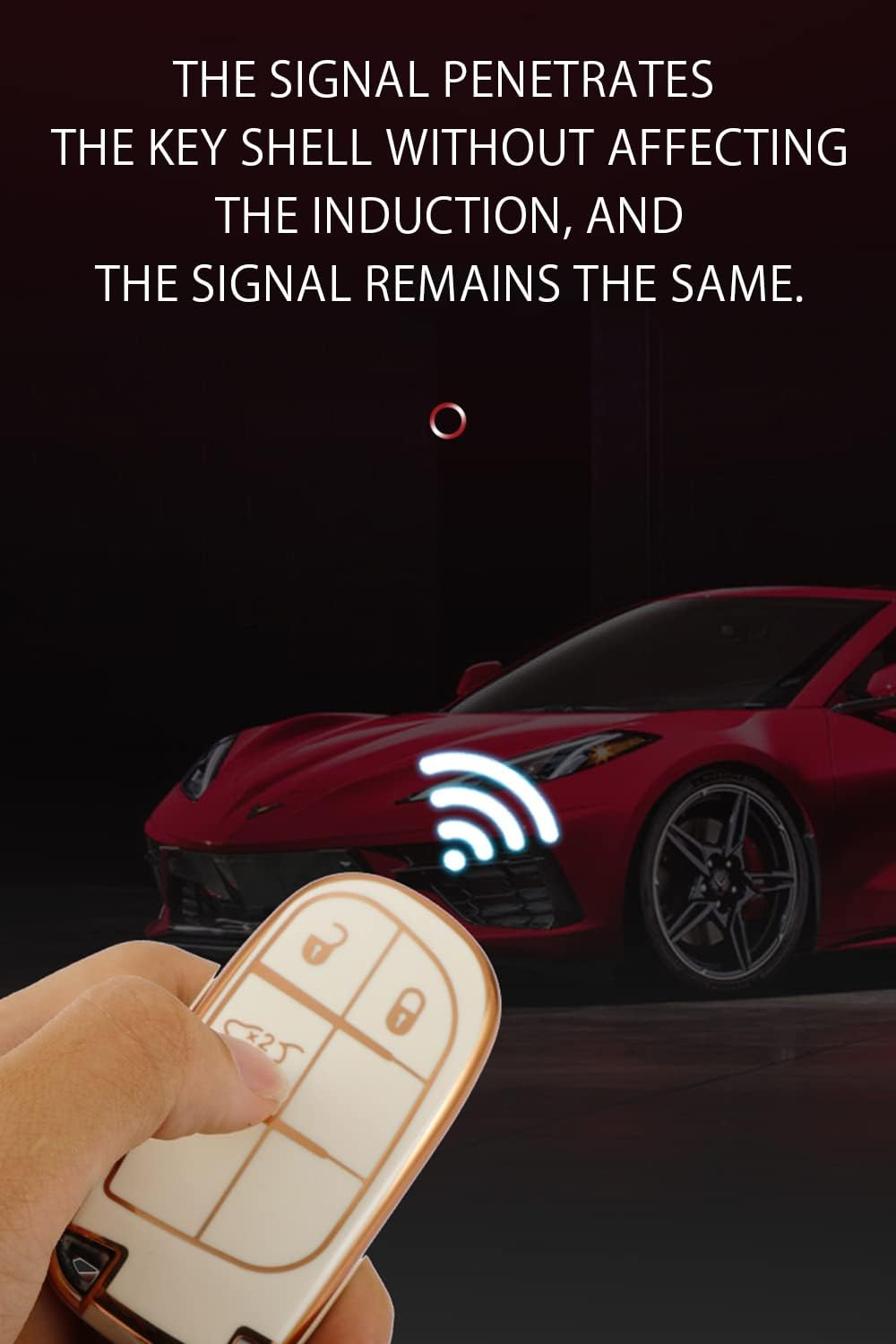 Ontto Car Key Fob Cover Fit for Chrysler 300 C Jeep Grand Cherokee Compass Renegade Dodge Dart Charger Key Case TPU Key Holder Keyring Key Shell Keychain Protective Accessories 3 Buttons Red - Beige image number 6