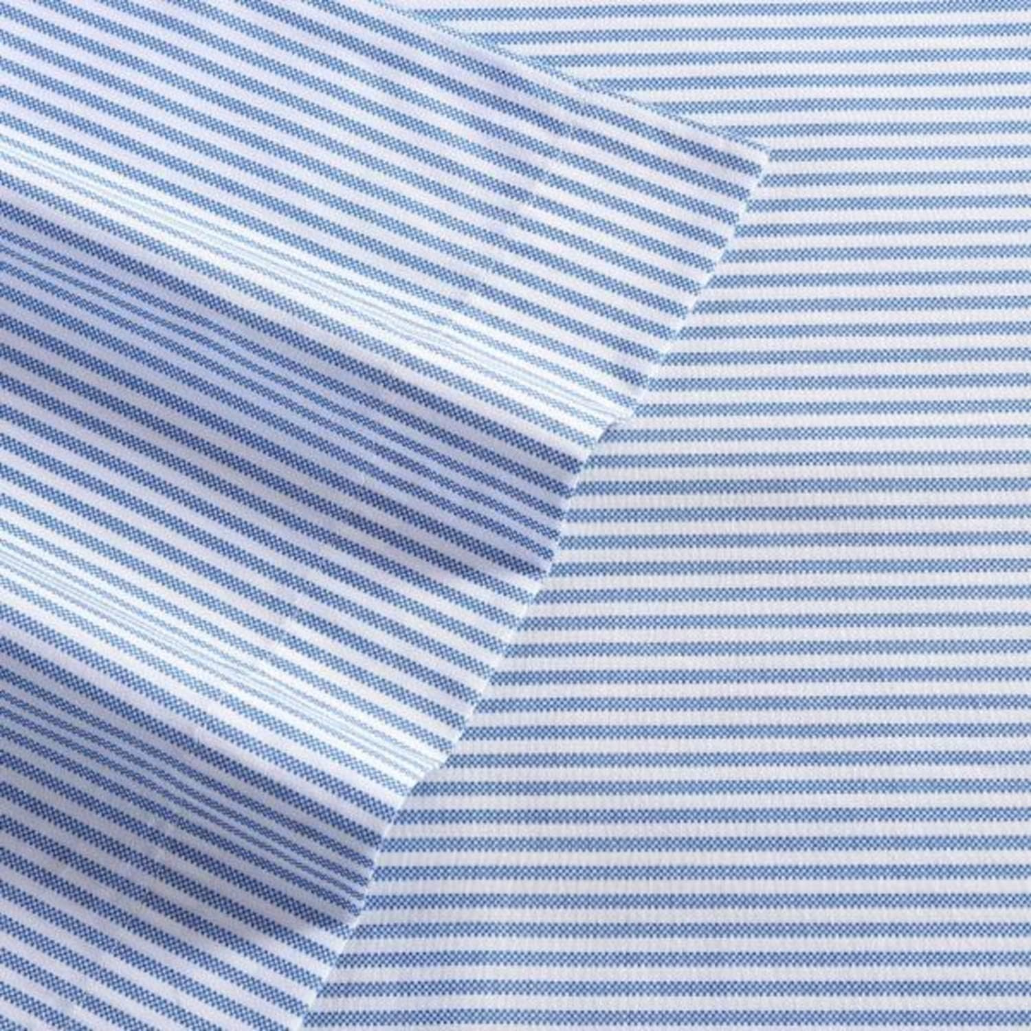Poppy & Fritz - Twin XL Sheet Set, Cotton Percale Bedding Set, Crisp & Cool, Stylish Home Decor (Oxford Stripe Blue, Twin XL) image number 4