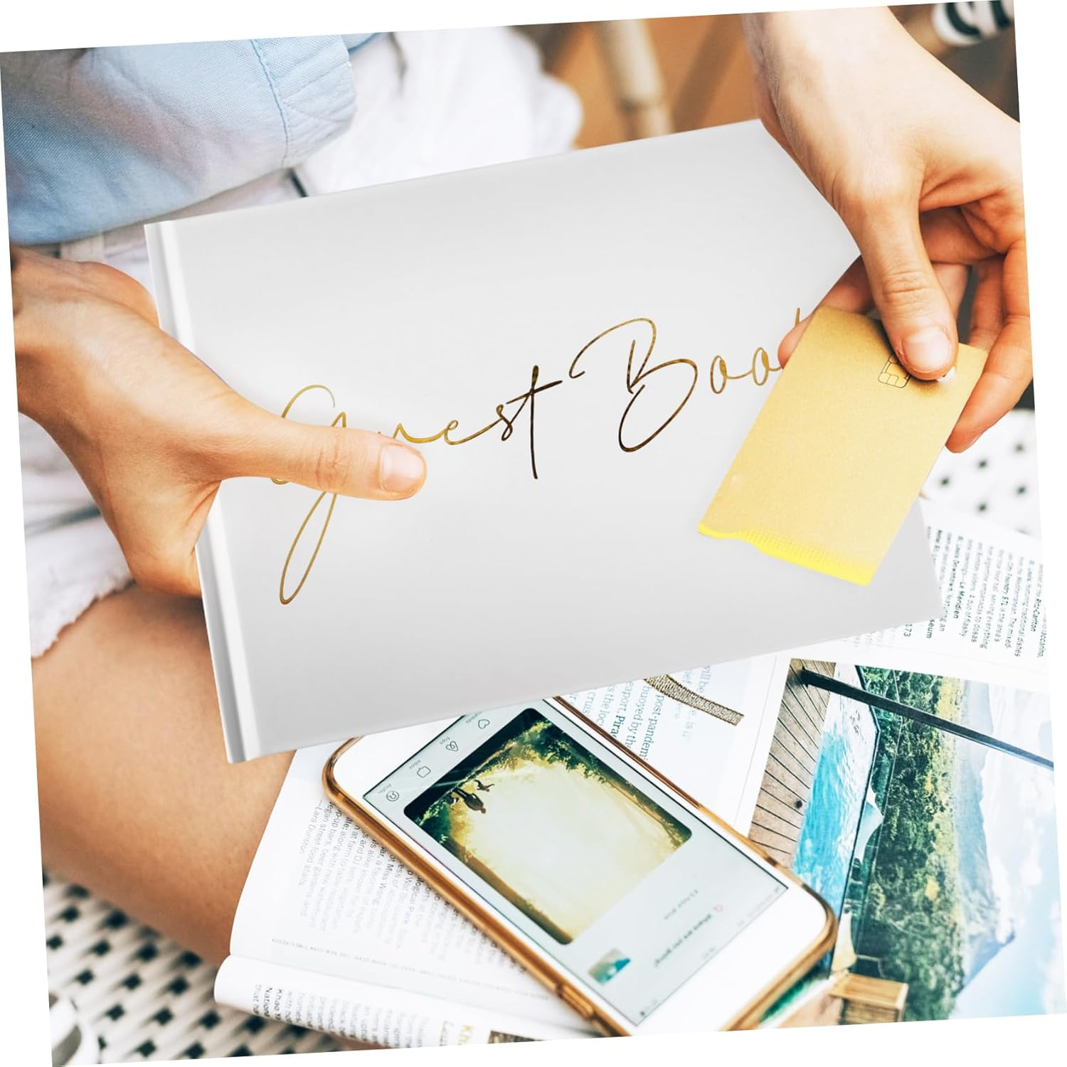 Cabilock Elegant Guest Book Photo Album for Weddings Birthdays and Home Parties Ample Pages for Messages Sturdy Construction Versatile Design for Cherished Memories image number 4