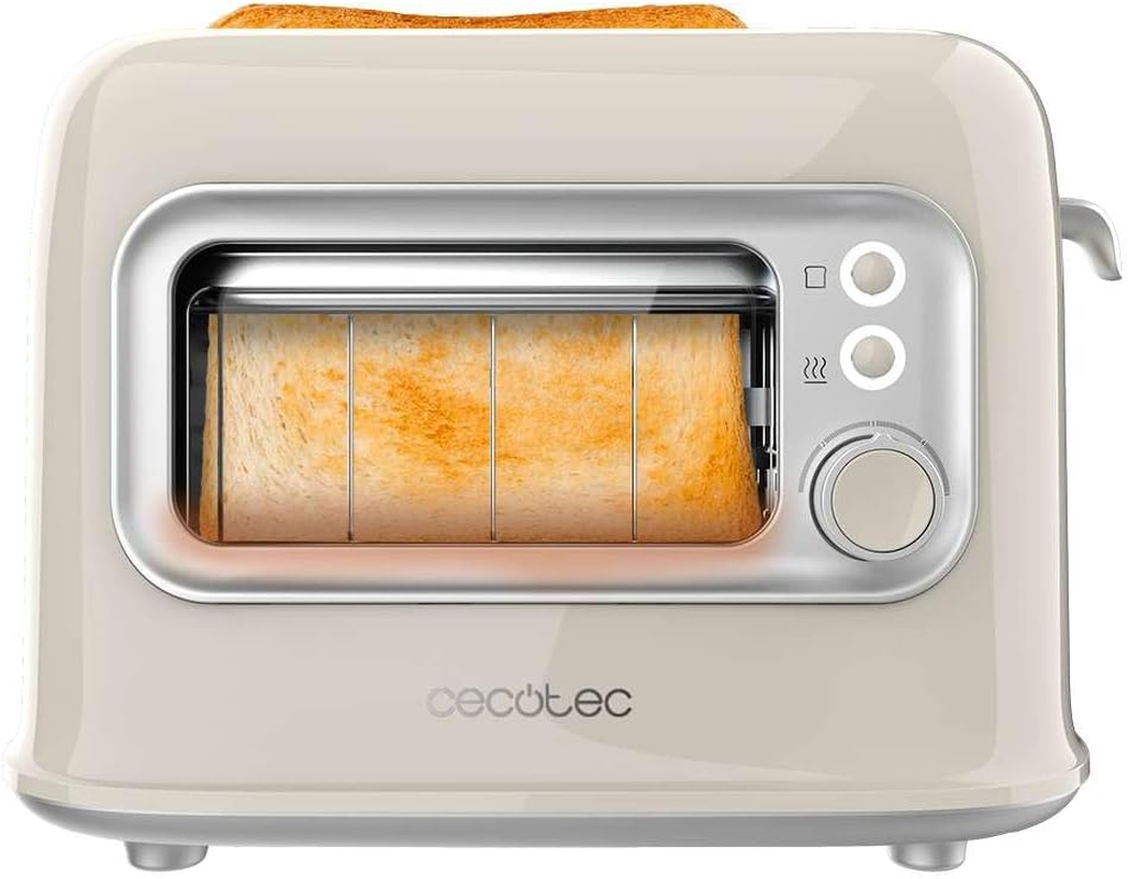 Cecotec Vertical Toaster with 2 Wide Slots and Retrovision Beige Control Window. 700W, Retro Design, Dust Cover, Automatic Shut-Off and Pop-Up, 5 Power Levels, Beige - Yellow image number 3