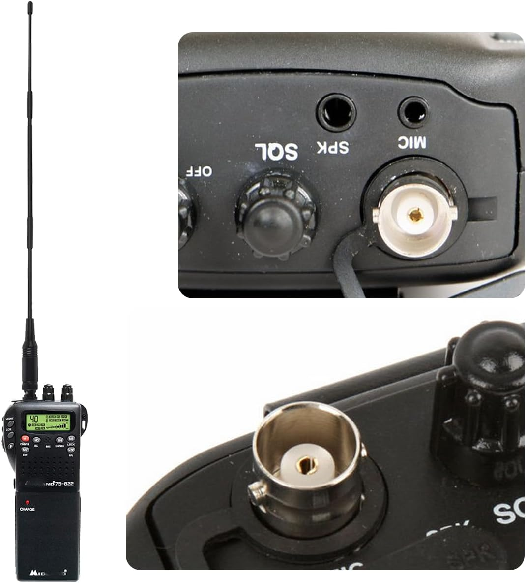 HYS 27Mhz 13-Inch for CB Handheld/Portable Radio with BNC Connector Compatible with Cobra Midland Uniden Anytone CB Radio image number 1