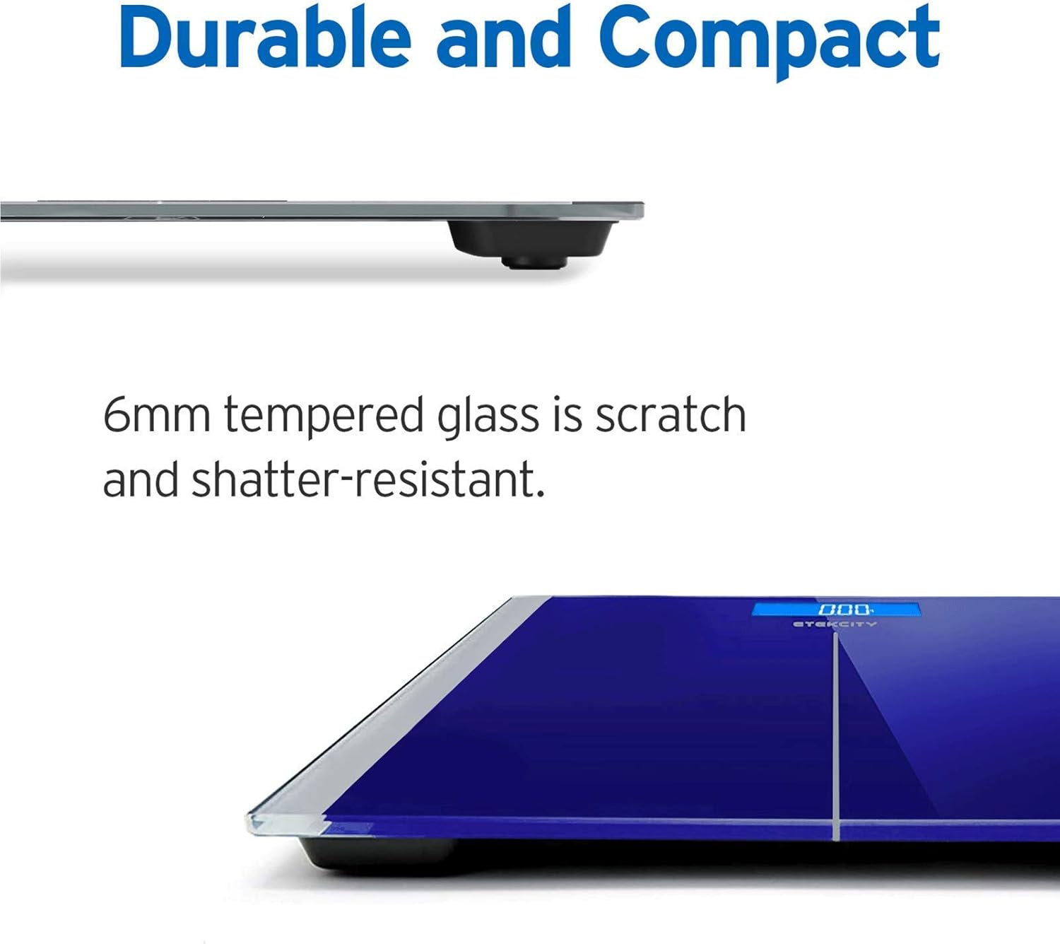 Etekcity Digital Body Weight Bathroom Scale with Step-On Technology, 400 Lb, Body Tape Measure Included, Elegant Blue - Sliver image number 2