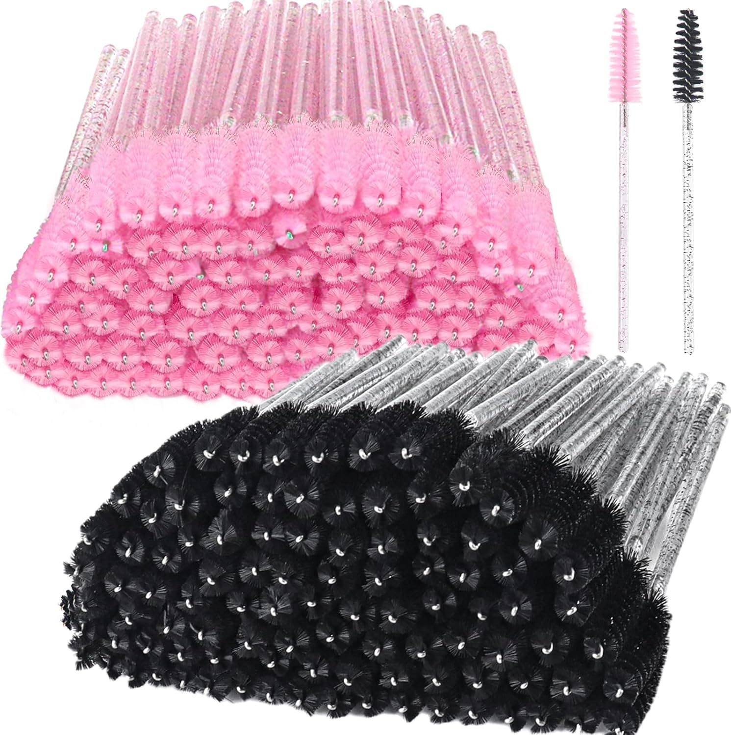 200 Pcs Disposable Mascara Wands,Lash Spoolies Crystal Eyebrow Spoolies Brush Eyelash Applicator Tool Spoolies for Eyebrow,Used for Eyelash Extension Eyebrows Cosmetics(Black and Pink) image number 3