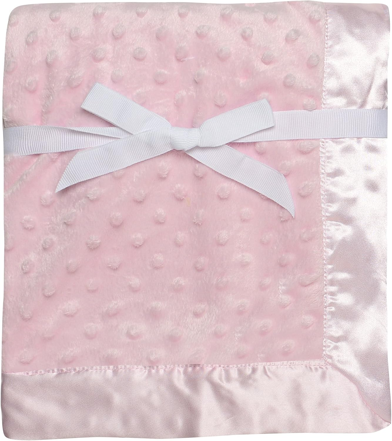 Baby Starters Textured Dot Blanket with Satin Trim, Pink 30" X 40"