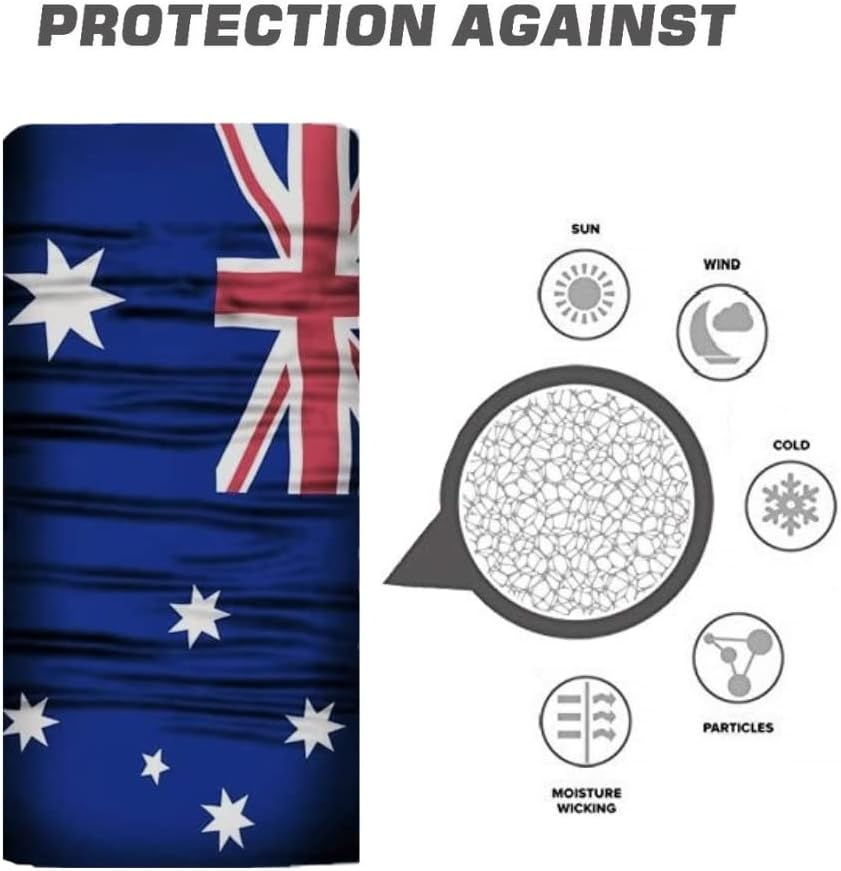 Shopiness Unisex Tube Scarf Adult Multifunctional Headband Bandana Neck Gaiter for Motorbike Sport Events and Parties Outdoor Activities Football World Cup Australia image number 3