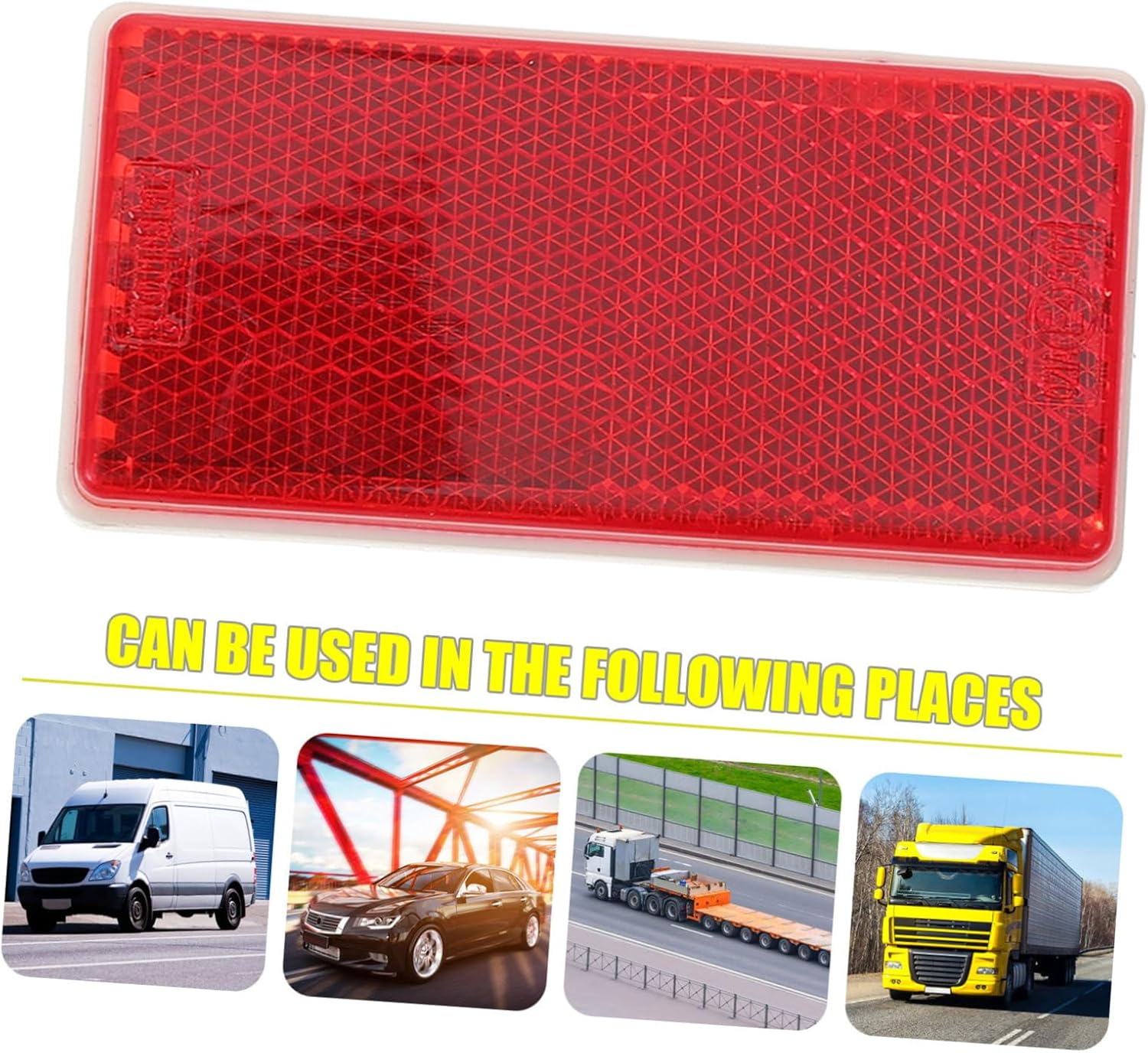 Trailer Adhesive Reflectors Rectangle Reflective Warning Stickers Red Self Adhesive Vehicle Reflective Tape for Truck and Car Safety Exterior Accessories image number 6