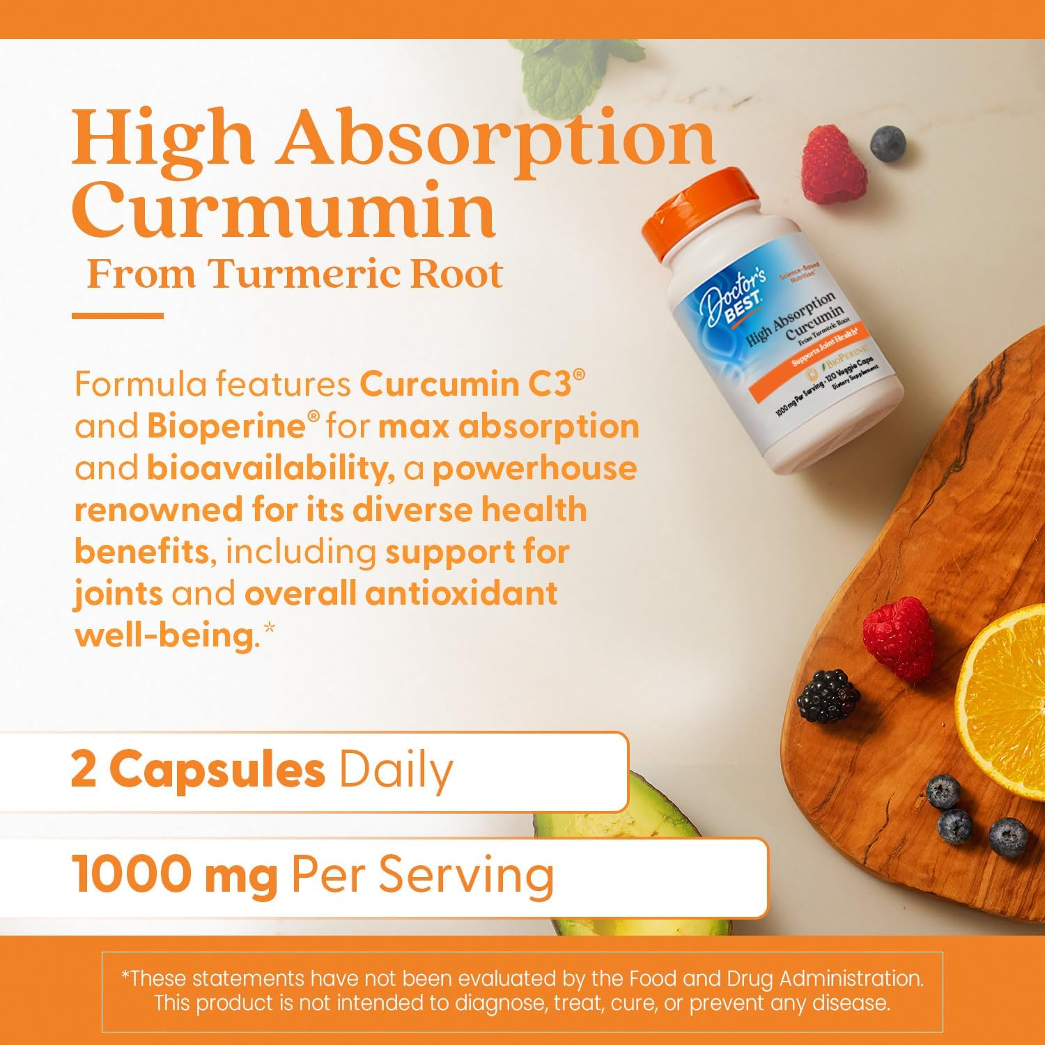 Doctor'S Best Curcumin from Turmeric Root, Non-Gmo, Gluten Free, Soy Free, Joint Support, 500Mg Caps with C3 Complex & Bioperine, 120 Veggie Caps image number 1
