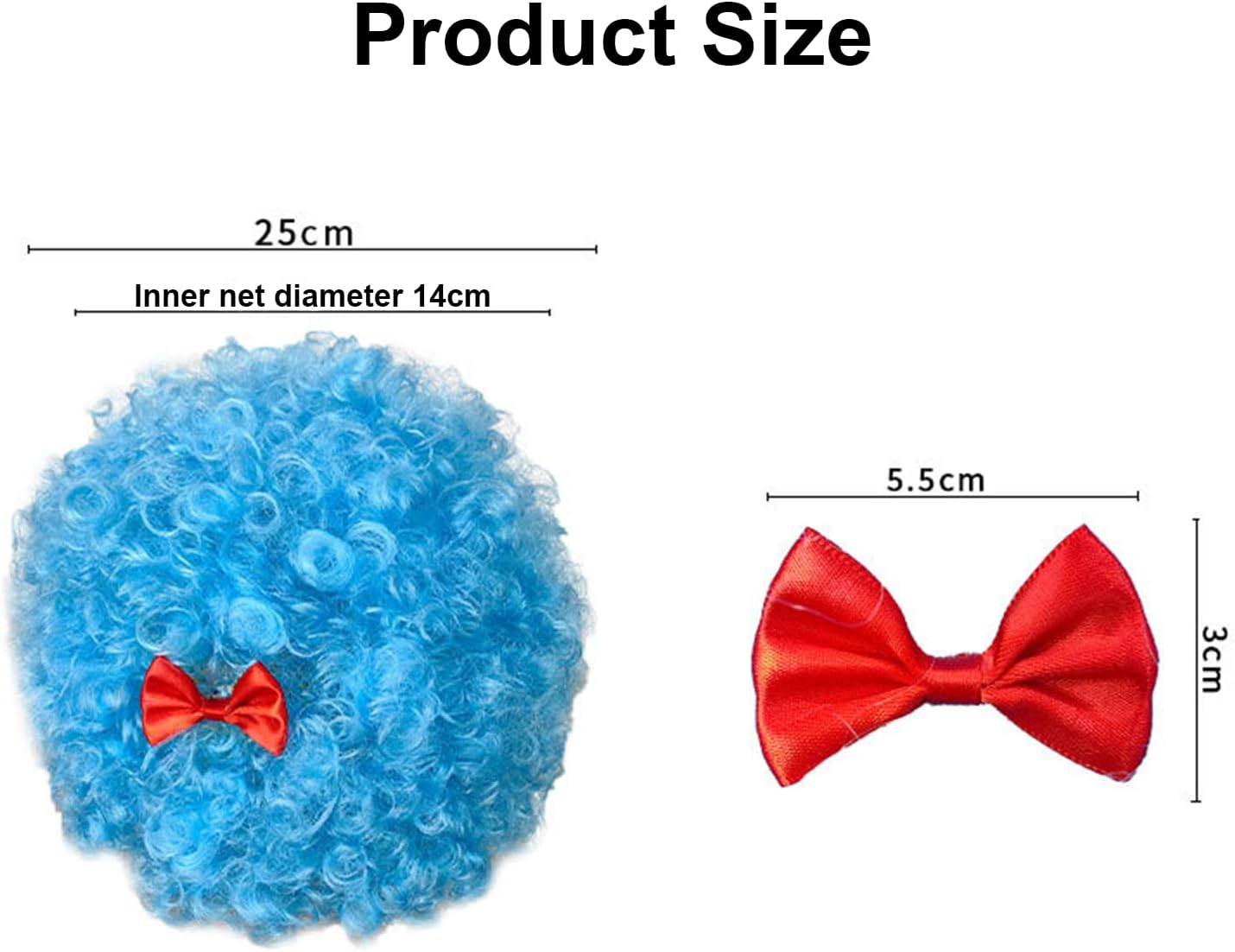 2 Pcs Blue Afro Wigs for Thing 1 & Thing 2 Cosplay &ndash; Curly Funky Costume Wig Set for Reading Week, Halloween, School Book Character Parade, Crazy Hair Day & Party Accessories