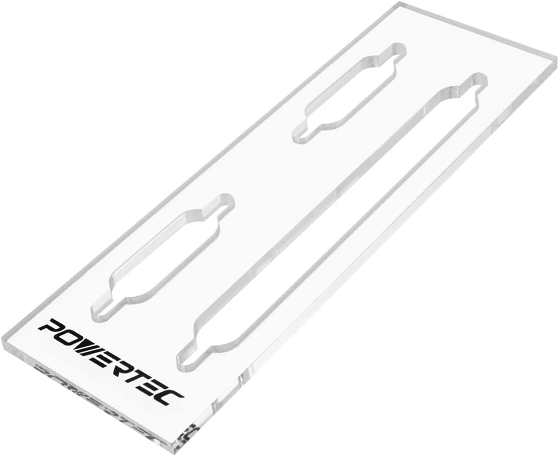POWERTEC 71120V Clear 1/4" Thick Acrylic Picture-Hanging Keyhole Template for Routing Picture Frame and Woodworking, 1 PK