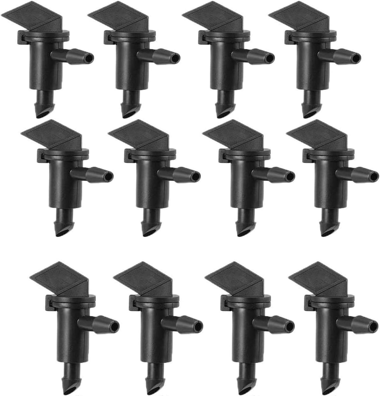 Lxcom 100 Pack 1 GPH Flag Drip Emitter Drip Emitters 4L/H Emitter Sprinkler Drippers System Parts Connect 4Mm/7Mm Hose for Lawn Vegetables Garden (Black)