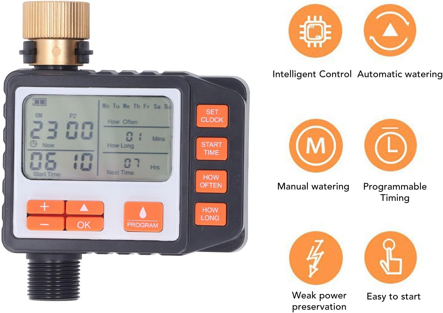 Sprinkler Timer Outdoor, Hose Timer for Automatic Watering, Digital Pogrammable Water Timer for Garden, Irrigation Controller Timer for Plants Lawn, Atomized Microspray image number 1