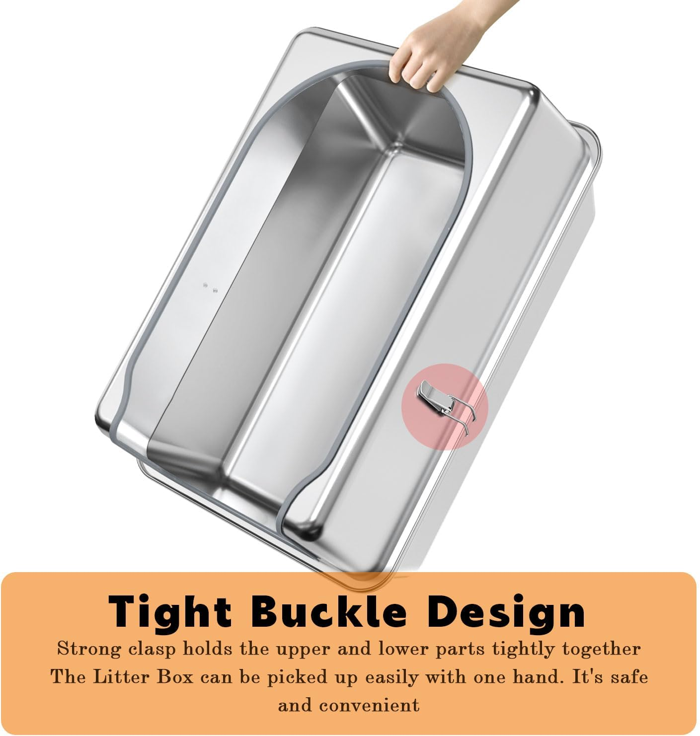 Stainless Steel XXL Cat Litter Box - High Side, Easy to Clean, Odor Free image number 1