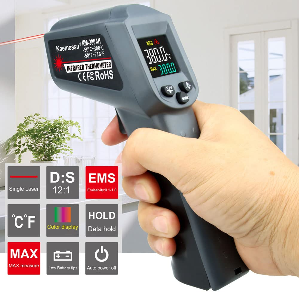 Digital Line Object Temperature Measureme Tool Handheld ℃ ℉ Switchable Measuring Device Multicolor KM-380AH image number 3