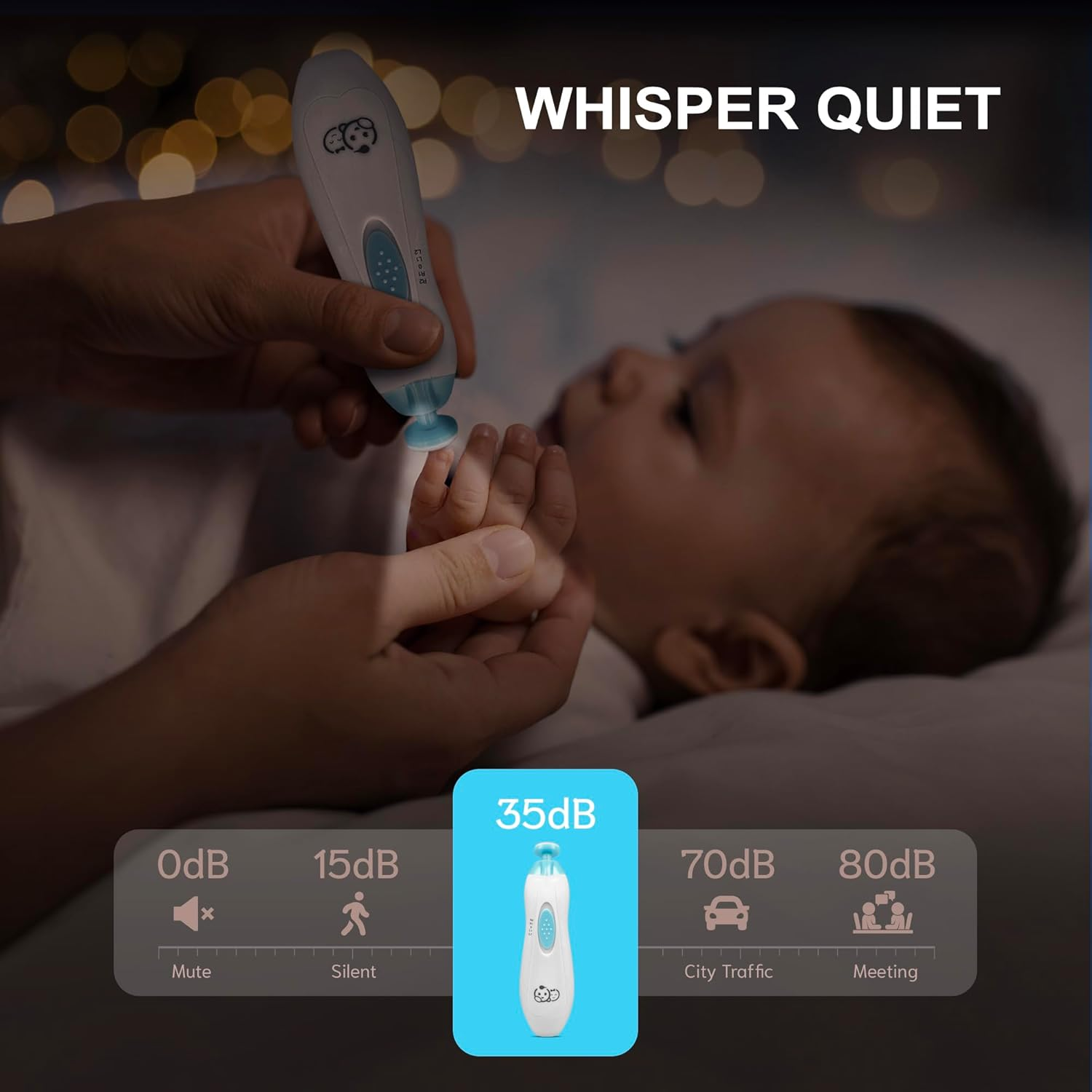 Baby Nail Trimmer 6 in 1, Royal Angels Baby Electric Nail File, Baby Grooming Kit Manicure Set for Toddler and Adults, Newborn Toddler Toes & Fingernails Nail Care Kit (Babyblue) - Whitepink image number 5