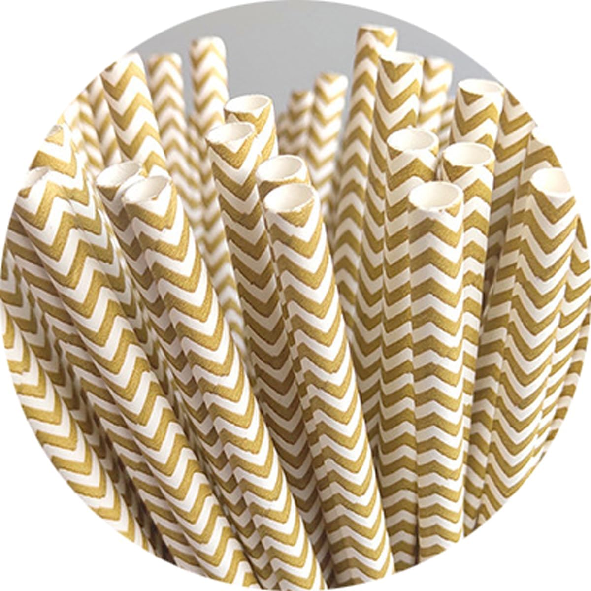 Haobase 50Pcs Paper Drinking Straws, Biodegradable Paper Straws for Drinking Cocktail, Coffee, Cold Drinks (Ripples Pattern) (Brown Ripples)