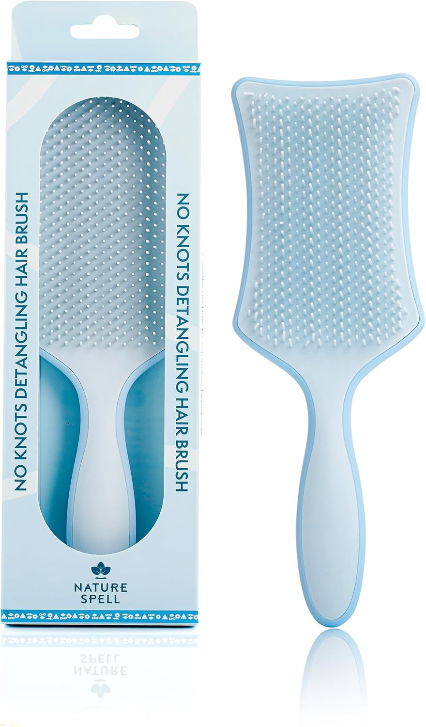 Nature Spell No Knots Detangling Hair Brush | Detangles All Hair Types | for Wet & Dry Hair | Eliminates Knots & Reduces Breakage | (Glossy Turquoise)