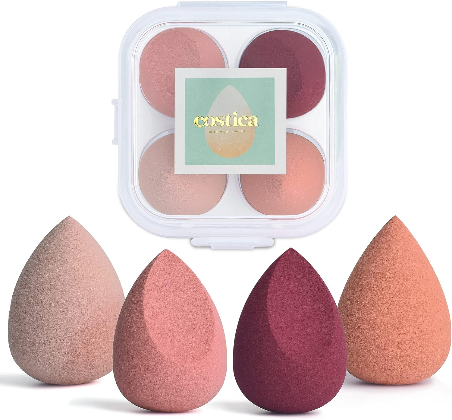 COSTICA Makeup Sponge, 8 Pcs Beauty Blender for Foundation Blending Sponge, Multi-Colored Makeup Blender with Storage Box, Flawless for Liquid Cream and Powder