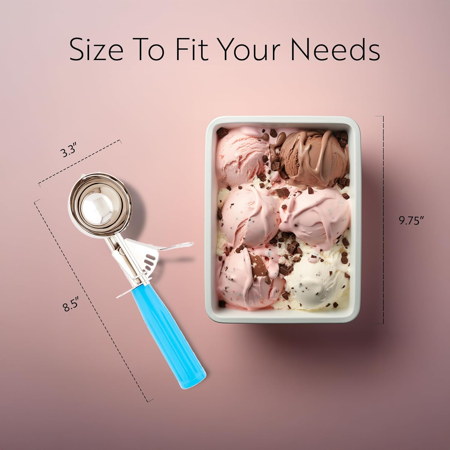 Restaurantware Met Lux 2.75 Ounce Portion Scoop, 1 Durable Cookie Scoop - #16, with Blue Handle, Stainless Steel Disher, for Portion Control, Scoop Cookie Dough, Cupcake Batter, or Ice Cream image number 4