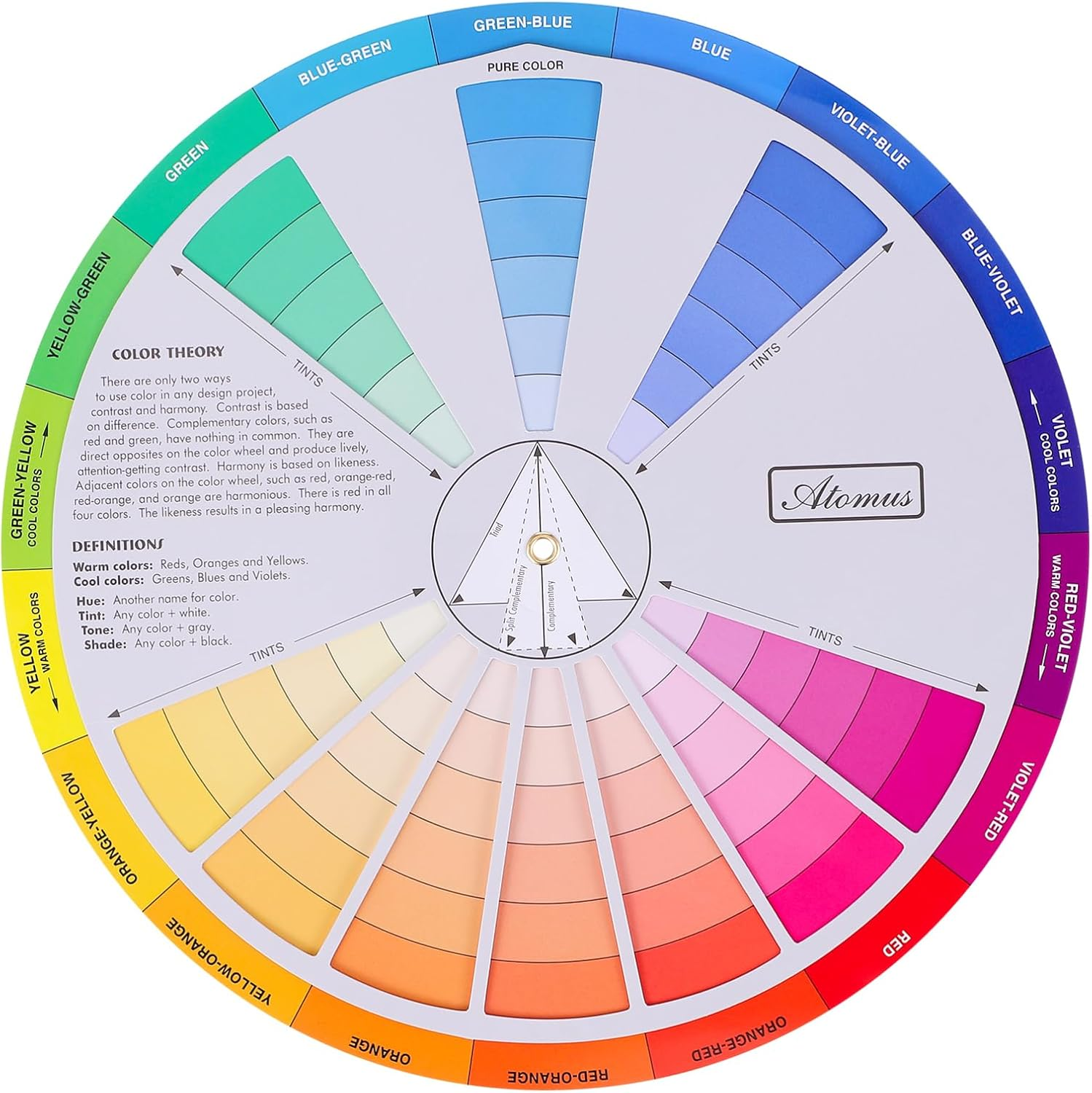 Operitacx 2Pcs Gradient Color Wheel Standard Color Card Mixing Guide for Painting Makeup Blending and Art Class Teaching Tool