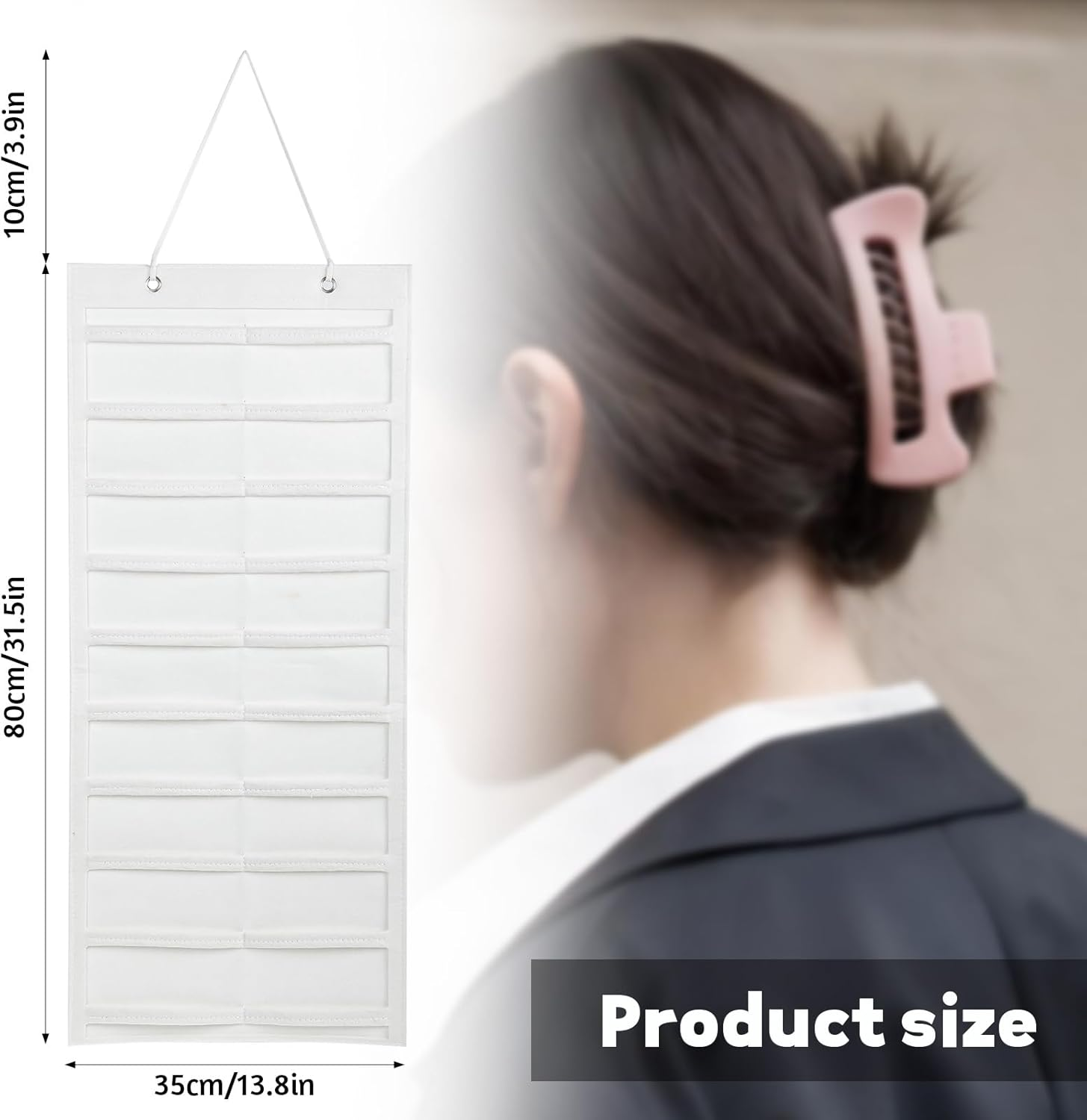 Claw Clip Organizer, Hanging Hair Clip Organizer, Large Hair Clip Holder Wall Hanging, Hanging Claw Clips Storage for Women Girls, Hair Clips Organizer Big Claw Clip Display Stand Holder (White) image number 1