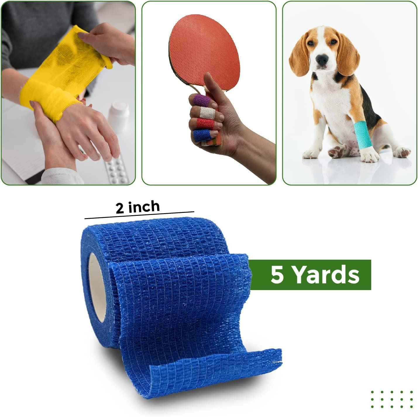Pet Self Adhesive Bandage,12 PCS Vet Wrap Bulk,Waterproof Self Adherent for the People or the Pet(Cat, Dog, Horse and so One) image number 4