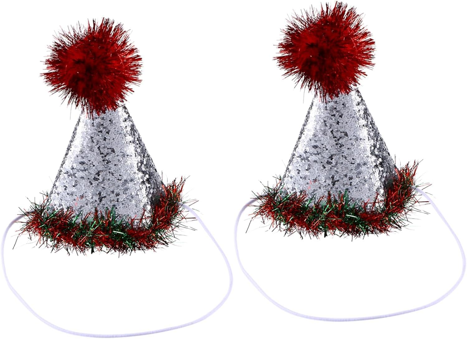 2Pcs Christmas Pet Hat Cat Christmas Headwear Cat Kitten Headband Hats Dogs Holiday Party Hat Sequin Xmas Hat Cat Christmas Hat Pet Birthday Photo Prop Polyester Bibs Santa Hat