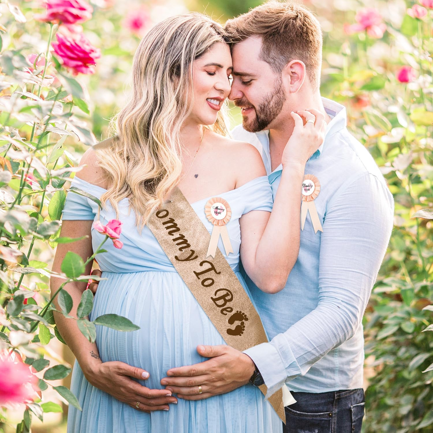 4Pcs Mommy to Be Sash Set, Mommy to Be Crown and Sash with Corsage for Pregnant Mommy and Daddy Mom to Be Baby Shower Decoration (Rose Gold) image number 4