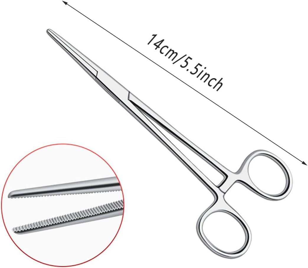 AIMALL 14Cm Pet Grooming Ear Hair Puller, Curved Locking Tweezer Hemostat Forceps, Stainless Steel Tool for Dogs and Cats