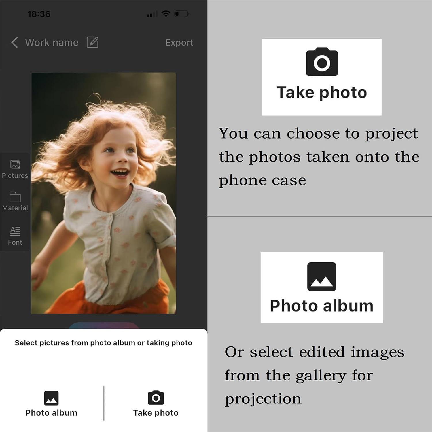 Smart Photo Rear Projection DIY Phone Case Customizable E-Ink Phone Case Instantly Display Photos on the Ink Screen Back Cover Personalize Your Phone Anytime Anywhere (Black, for Iphone15 Pro Max) image number 2