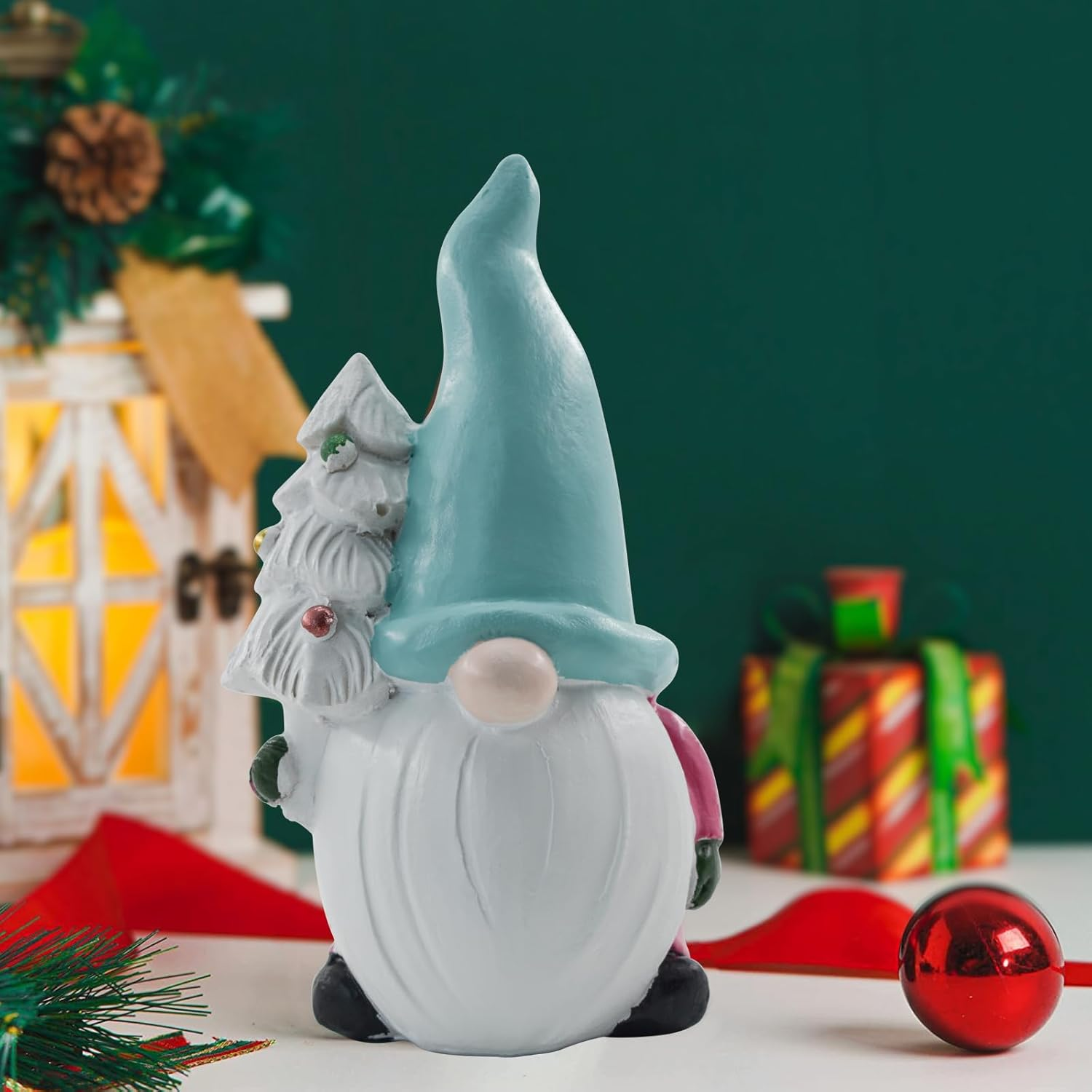 Mrmrkura 4Pcs Miniature Gnomes Fairy Resin Statues Mini Dwarf Figurine, Garden Gnomes Christmas Decorations Micro Landscape Ornaments for Outdoor Indoor Patio Yard Lawn image number 3