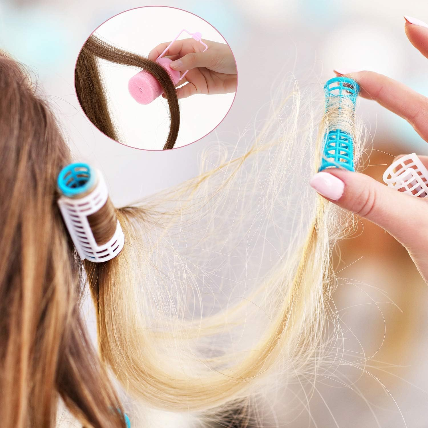 18 Pieces Sponge Hair Rollers 40 Mm Soft Foam Hair Styling Curlers Large Size Hairdressing Curlers for Women and Kids (40 Mm) image number 3