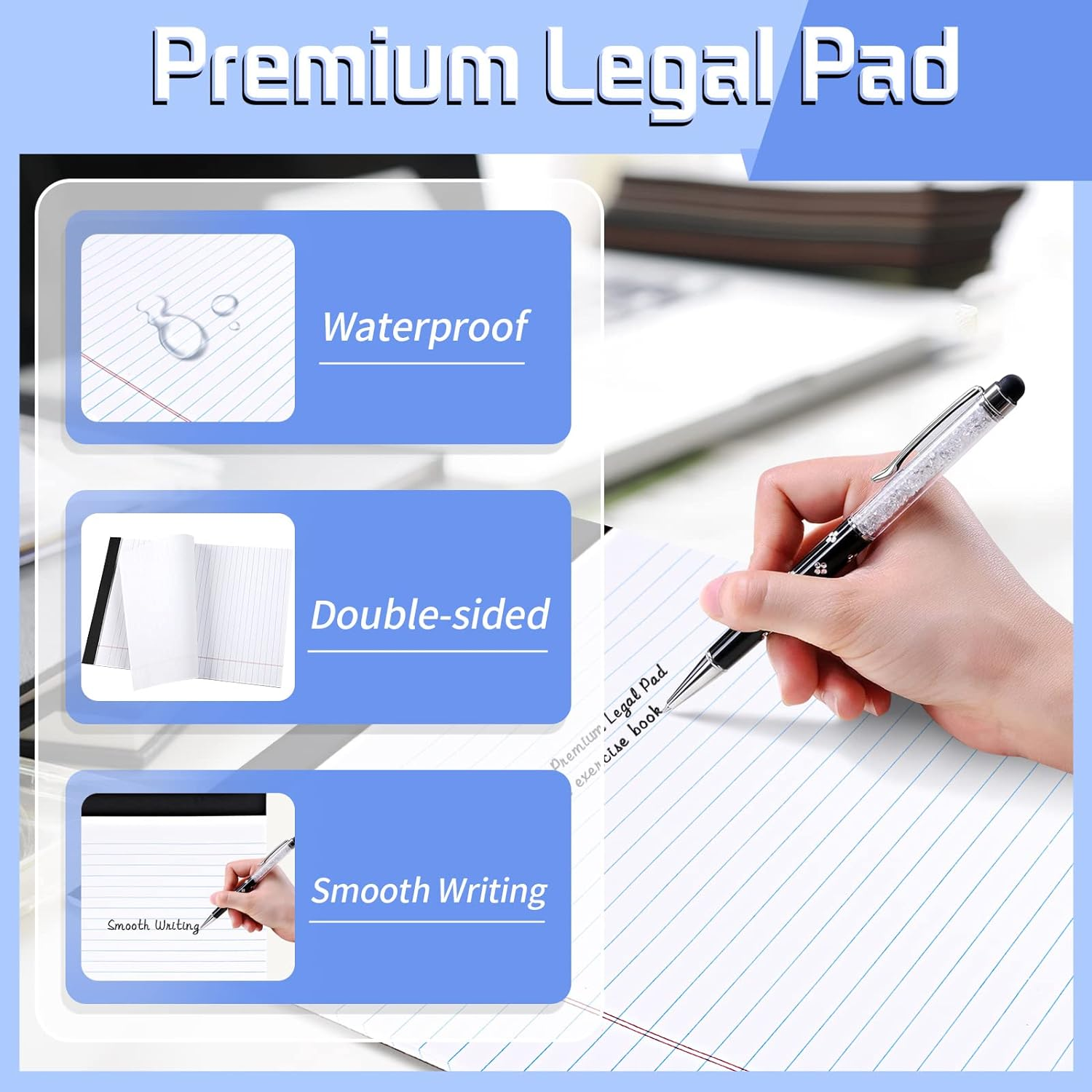 2 Pack Legal Pads Refills Note Pads, Writing Pads 8.5 X 11 Inches, Memo Pads Lined Writing Note Pads, Letter Size Legal Pad Wide Ruled Lined Pads Legal Rule for School Office（30 Sheet per Pads）