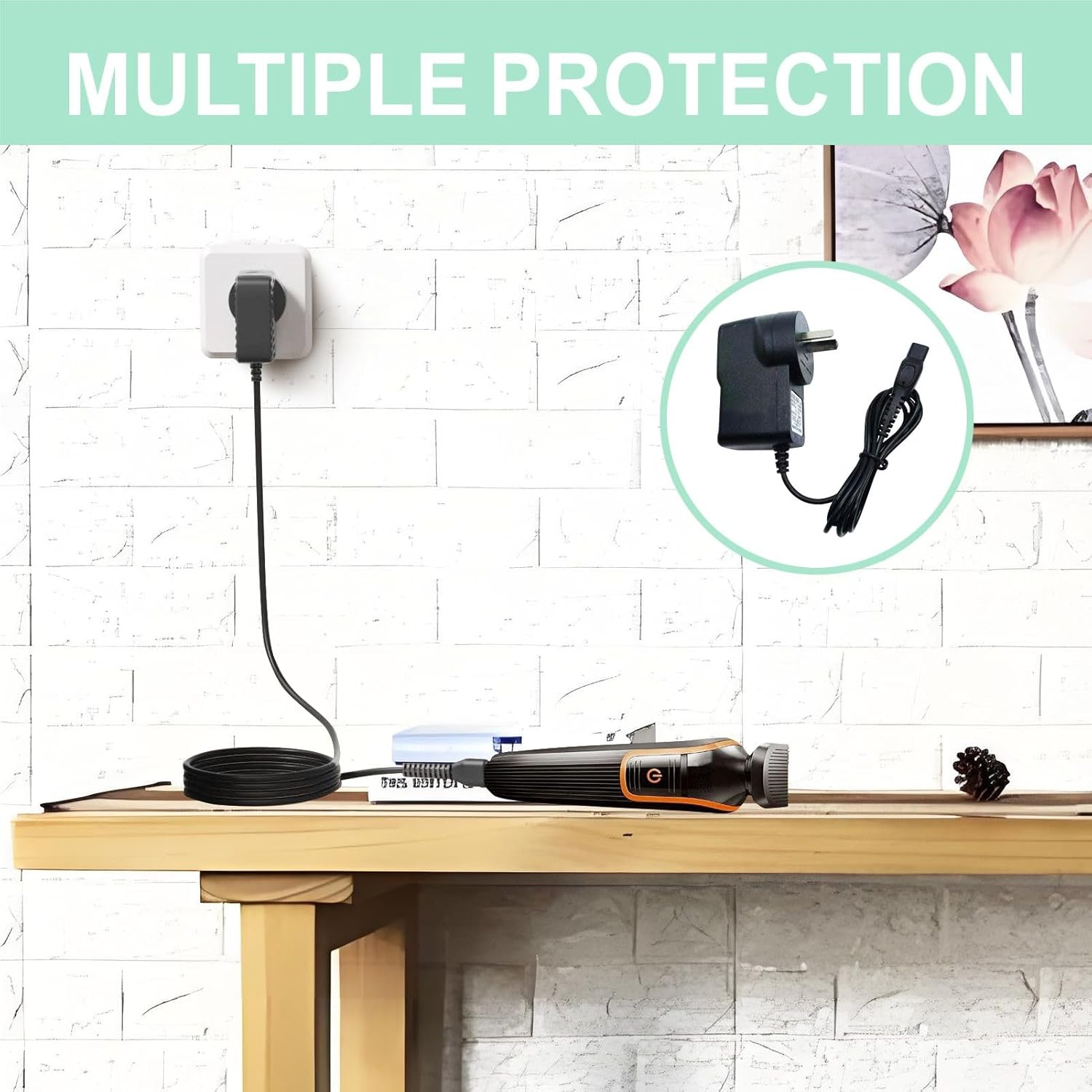 15V 5.4W Cable for Philips Trimmer Charger Fit for Philips Shaver HQ8505 HQ RQ QG RQ QT at PT Series, Cord for Multigroom Beard Trimmer, Electric Shaver Charger Power Adapter Supply image number 2