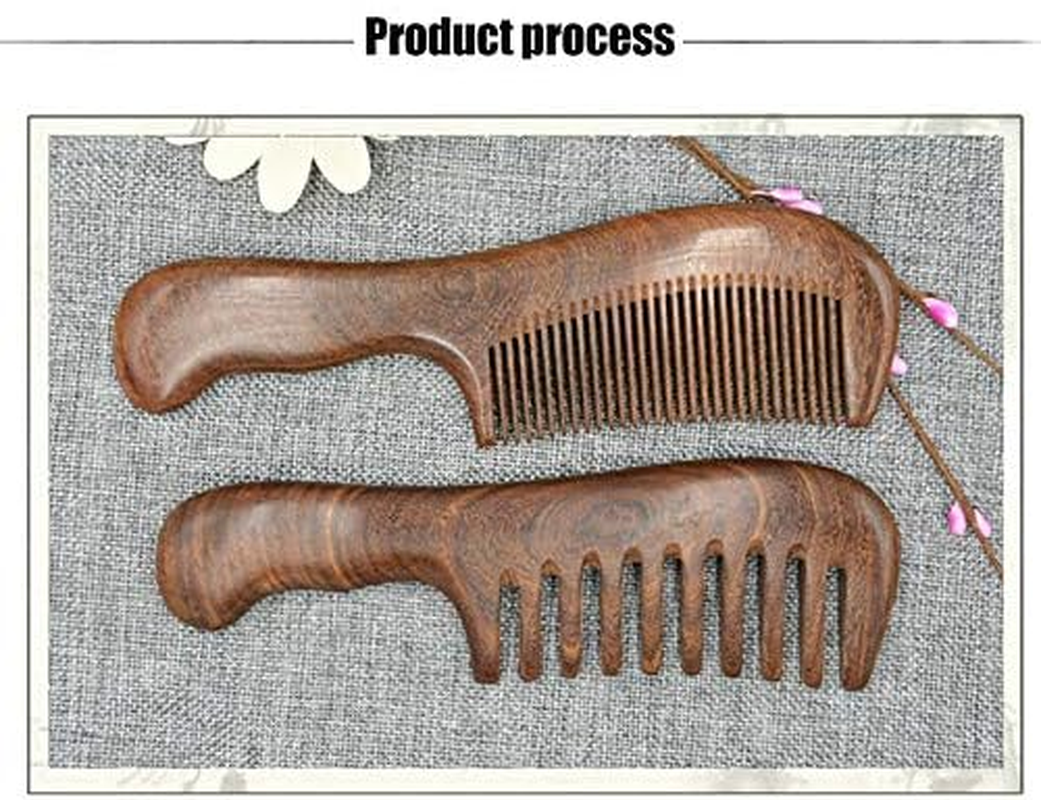 Domoi Sandalwood Wide Tooth Comb Curly Hair Portable Coarse Tooth Wooden Comb Hair Massage Tool Fine image number 6