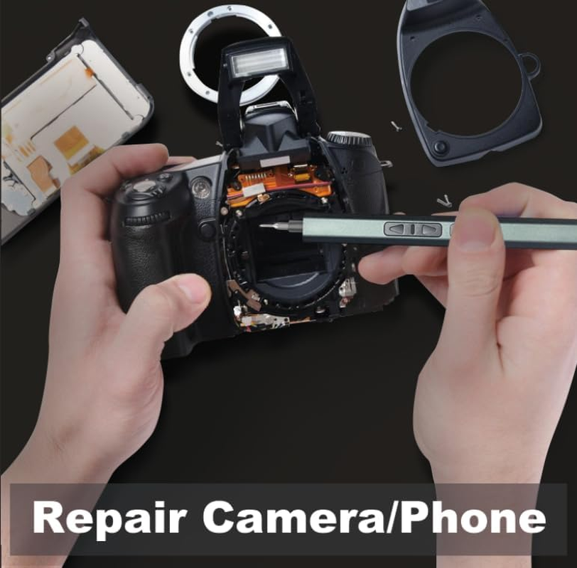 Mini Electric Screwdriver Set,30 in 1 Small Electric Screwdriver Cordless -24 Magnetic Bits, Dual-Speed Adjustment, 3 LED Lights, Mini Power Screwdriver Repair Tool Kit,For Phone Camera Watch Laptop image number 2