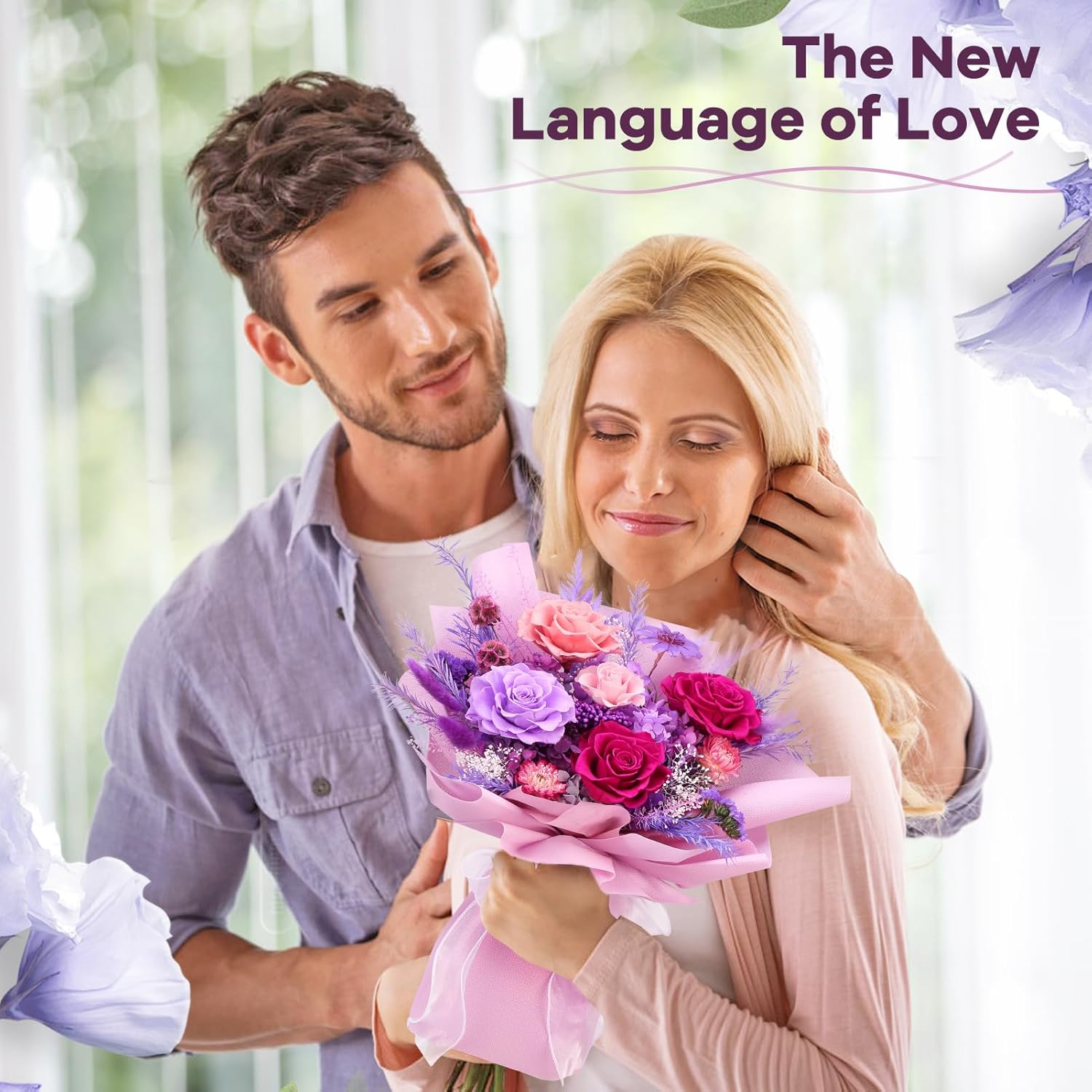 Bloom&rsquo;S Diary Preserved Purple Flowers Bouquet, Flowers for Delivery Prime, Birthday Gifts, Women, Wife, Her (Purple)