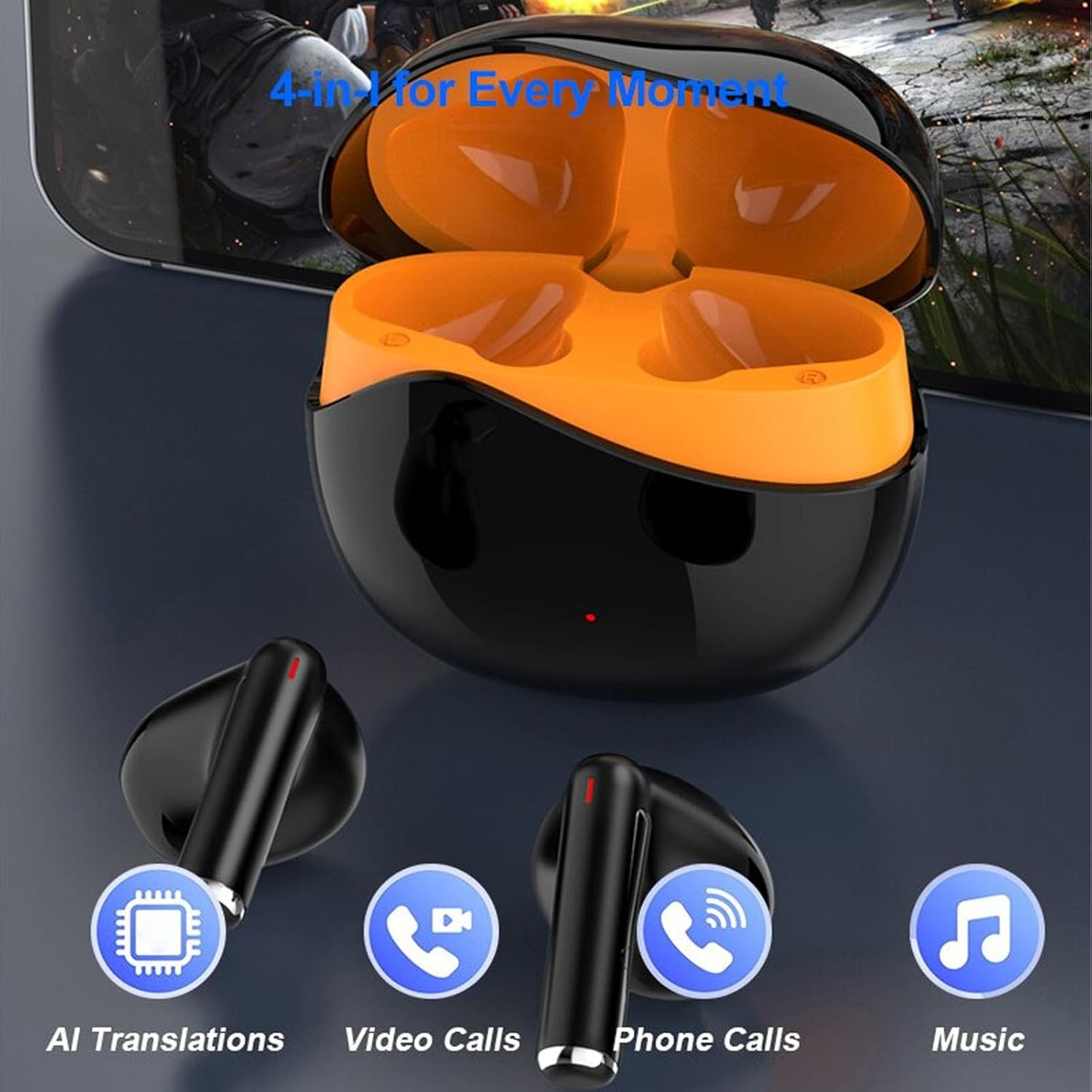 Depisuta AI Translation Earbuds Real Time, 3 in 1 Wireless Translator Headphones 7 Translation Modes 164 Languages with APP for Travel, Business, Learning image number 2