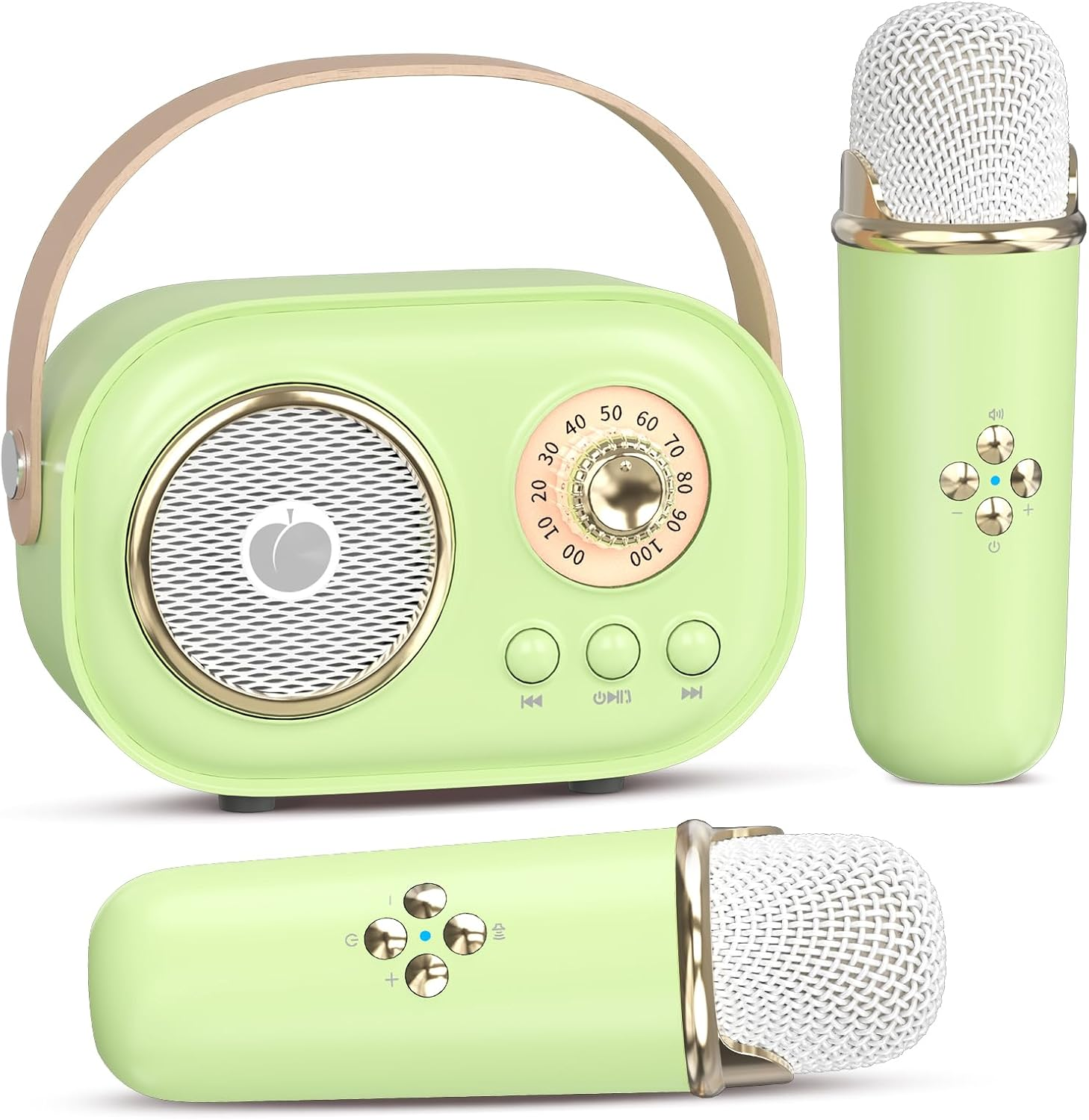 Mini Karaoke Machine for Kids Adults,Portable Bluetooth Speaker with 2 Wireless Microphones, Gifts Toys for Girls 3, 4, 5, 6, 7, 8+ Years Old Toddler Teens Birthday Family Home Party (White)