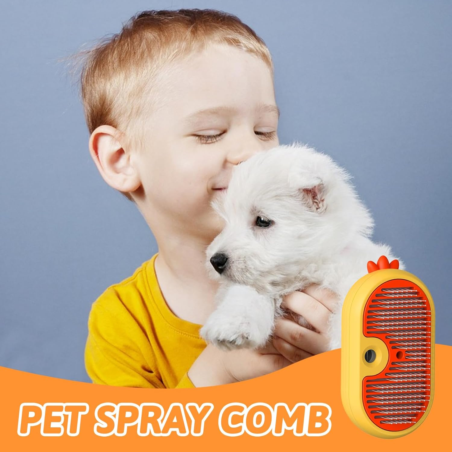 Cat Brush with Steam, 4-In-1 Steam Brush Cat, Steamer Brush Cat for Long Hair and Short Hair, Cat Brush with Water Tank, Clean Pet Hair from the Brush with One Button (Yellow) image number 2