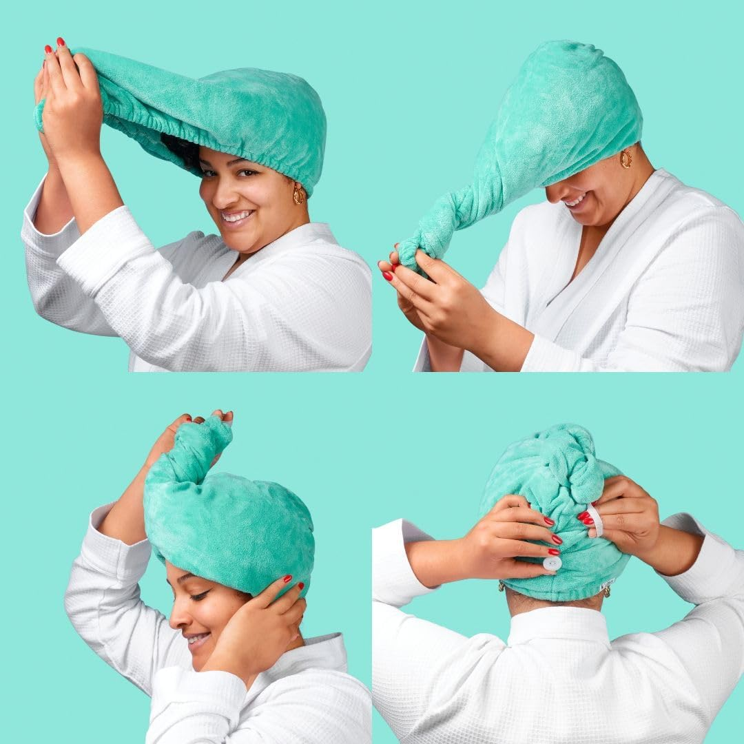 Noughty 97% Natural the Green One Microfibre Hair Towel, Quickly Absorbs Moisture, Reduces Breakage, Combats Frizz, Green image number 1