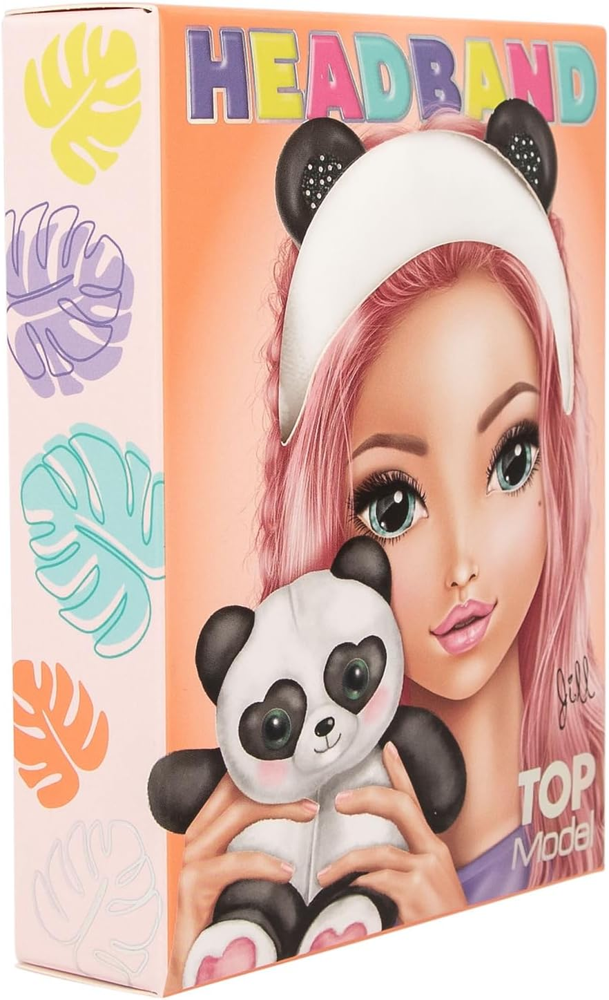 Depesche 12823 Topmodel Beauty and Me - Cosmetic Hair Band Made of Soft Material, White with Black Panda Ears, Headband for Skin Route image number 4