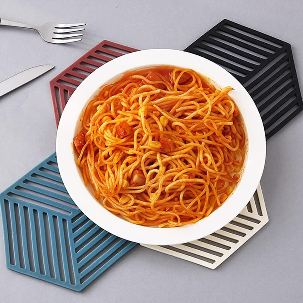 Extra Thick Silicone Mat, 4PCS Silicone Kitchen Mat, Heat Resistant Multi-Purpose None Slip Table Place Mats for Hot Pots Holder, Pads, Pans, Dishes, Spoon Rest, Coaster (White Triangle) image number 6
