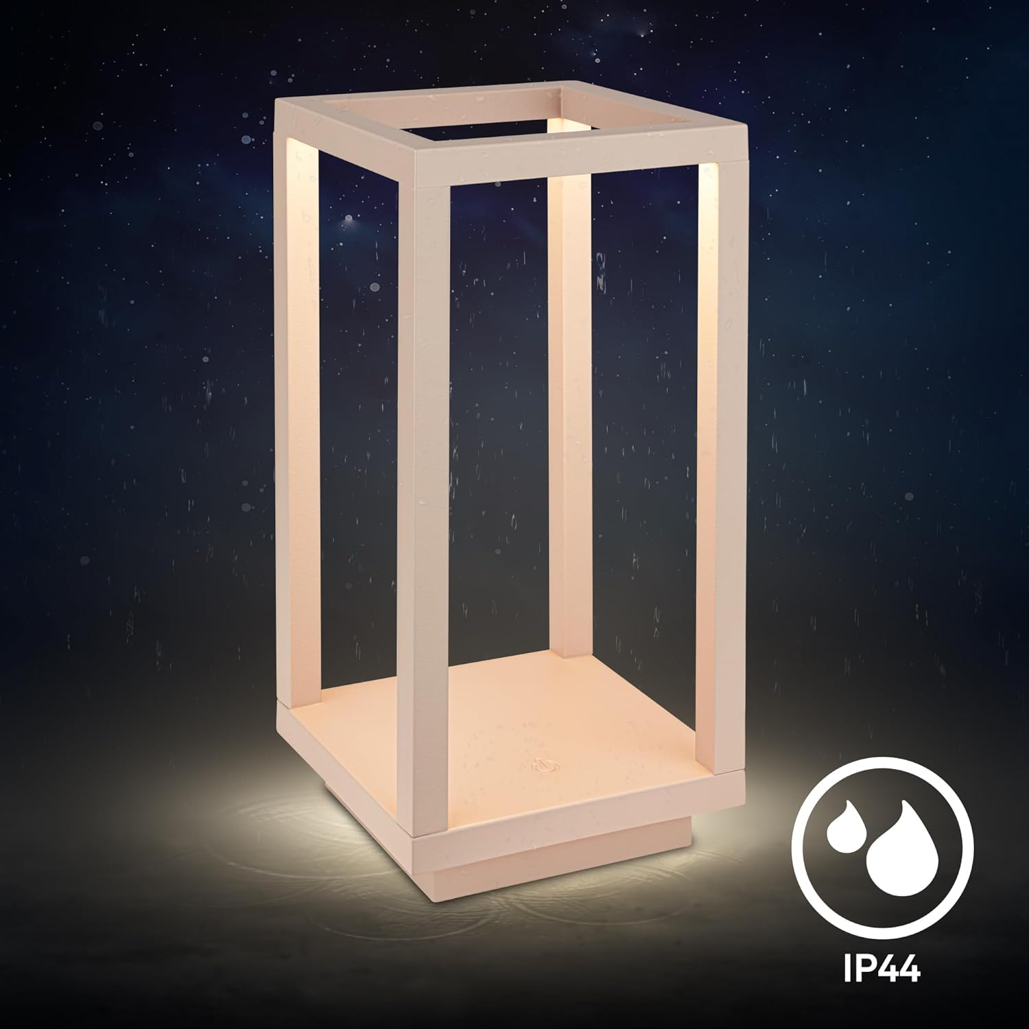 BRILONER - LED Table Lamp Wireless IP44 with Touch, Dimmable, CCT, Battery & Light Source Interchangeable, LED Lantern, Table Lamp, Battery Lamp, Patio, Outdoor Lamp, 10 X 10 X 22 Cm, Beige image number 5