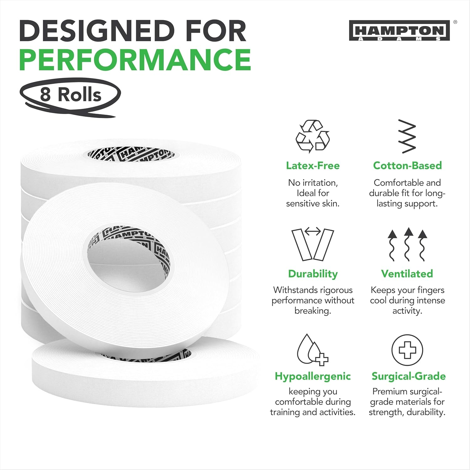 (8 Pack) Pro Finger Tape for Bouldering, Crossfit | Ultimate Protection & Fast Recovery | Extreme Quality, No-Fray Climbing Tape | Extended Wear, Super Strong Adhesive | BJJ Tape for Hands