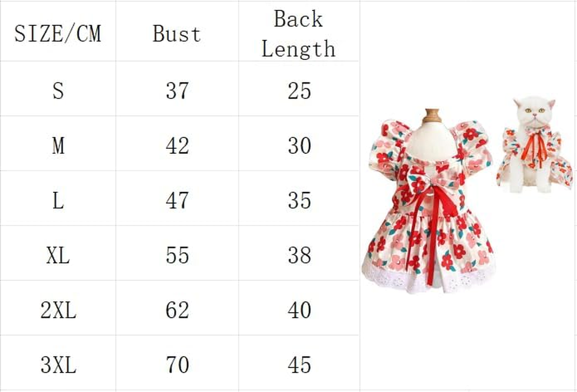 Dog Dress Dresses for Small Dogs Bow Cat Dress for Cat Only Dog Outfit Summer Puppy Clothes (Red, M) image number 3