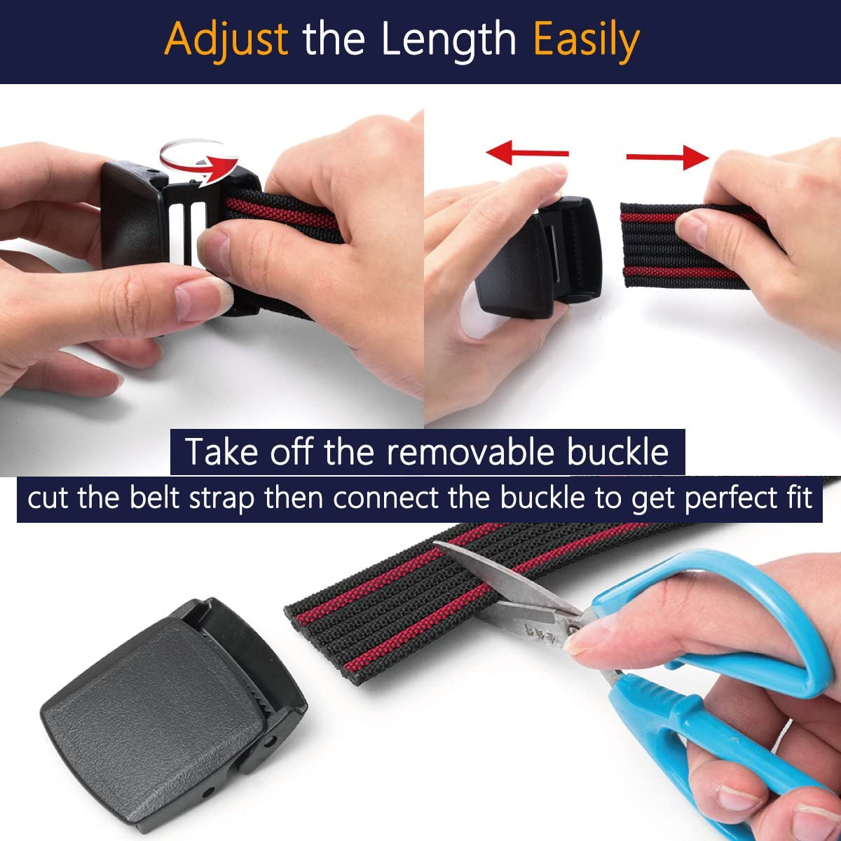 Men'S Nylon Belt, Military Tactical Belt with YKK Plastic Buckle, Durable Breathable Canvas Belt for Work Outdoor Cycling Hiking Skiing, Adjustable for Waist 27-49" [53"Long1.5"Wide] image number 2