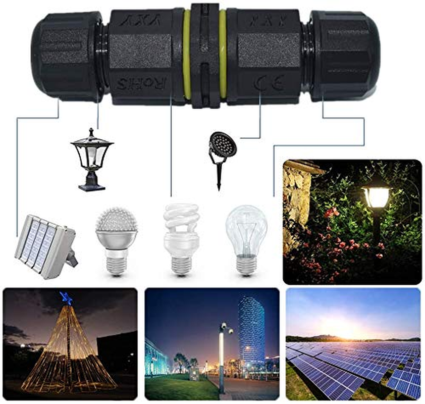 Youngpower Waterproof Junction Box Connector Outdoor Straight 2Pole /Way 2 Pin/3 Pin/4 Pin IP68 External Junction Box Cable Connector Sleeve &empty;4.5-9.5Mm Black (2Pack of 2-Pin) image number 6